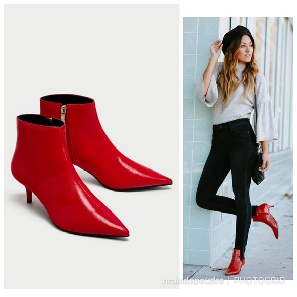 zara red booties
